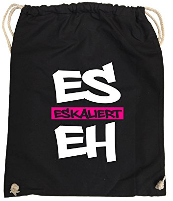 Comedy Bags - Es eskaliert eh - Graffiti - Turnbeutel - 37x46cm - Farbe: Schwarz/Weiss-Pink