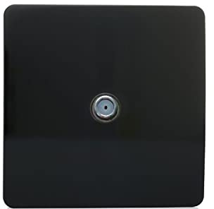 Trendi 1 Gang Artistic Modern Glossy Screwless Television Satellite Socket in Black - Art-SATBK