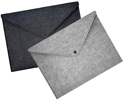 AiYoYo 2 Stück Filz A4 Dokumententaschen Mappen Dokumentenmappe Aktenordner mit Druckknopf Ideal fürs Büro Schule und Die Mobile Organisation 24 x 33cm