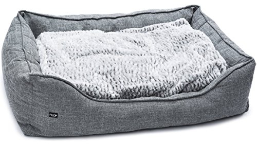 PetPäl Premium Hundebett - Größe L - Hundekorb für mittlere & große Hunde - Hundekissen mit Warmer Polsterung & Rutschfestem Boden - Kuscheliger, Flauschiger Hundeplatz - Größe L, Maße: 80x60cm