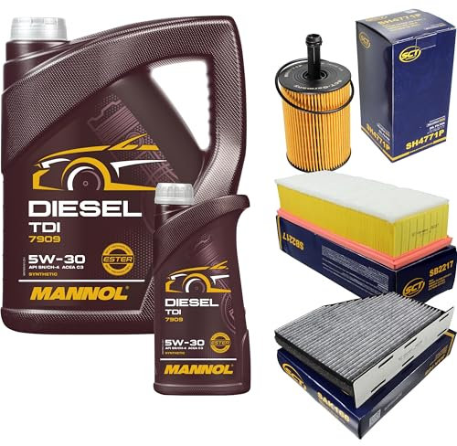 Set di filtri 6 litri MANNOL olio motore Diesel TDI 5W-30 API SN/CF SCT Germany filtro abitacolo filtro aria filtro olio