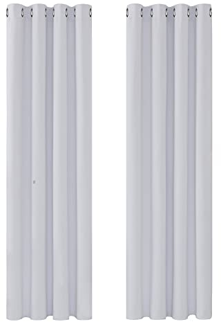 Deconovo Vorhang Verdunkelungsgardine mit Kälteschutz Gardinen Wohnzimmer Vorhang Blickdicht Vorhänge, 200x140 cm(HöhexBreite), Silber Grau, 2er Set
