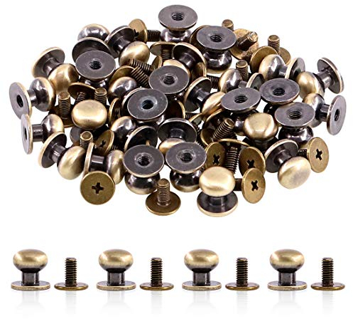 Swpeet Lot de 30 vis Chicago en bronze - 8 x 10 x 10 mm - Tête ronde - Vis fendues - Rivets à clous - Rivets en cuir - Ceinture pour loisirs créatifs - Réparation du cuir - Décoration