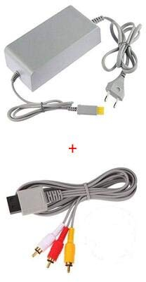 WICAREYO AC Netzteil Adapter Wandladegerät EU Stecker mit Audio Video AV RCA Video Composite Kabel für Wii U Konsolensystem