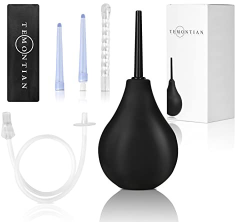 TEMONTIAN Kit de bombillas de enema, ducha anal para hombres, mujeres principiantes, kit de limpiador vaginal Enima para mujeres, duchas vaginales para hombres con manguera de 19.7 pulgadas + 4