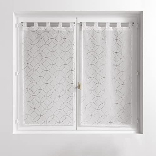 Douceur d'Intérieur Olympia - Par de visillos, con Trabillas, 2 x 60 x 120 cm, Bordados, Arena, Gris