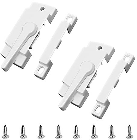 UFURMATE Window Sash Lock, 2Pcs Zinc Alloy Sliding Window Locks Window Door Frame Security Locks Window Crescent Locks for Left and Right Using (White)