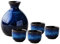 Lurrose Japanisches Sake-Set aus Keramik, bestehend aus 1 Tokkuri-Flasche und 4 Ochoko-Tassen für heiße oder kalte Sake, traditionelle Teetasse