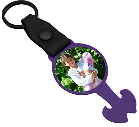 Foto Einkaufswagenlöser fliederlila Schlüsselanhänger personalisierbar mit Wunschfoto Wunschbild als Geschenk Geschenkidee