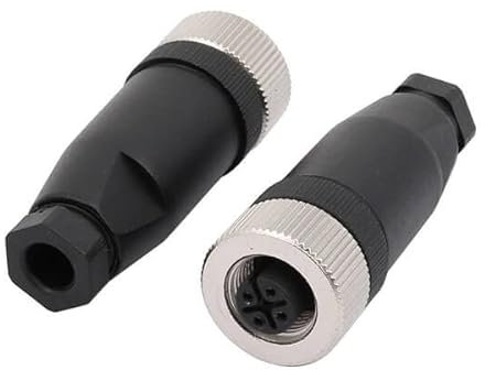 Lot de 2 connecteurs M12 4 Broches Fiche Aviation Code A Code Connecteur de câble capteur IP67 étanche Connecteur Rond Industriel fusible fileté Connecteur Rond pour (Femelle)