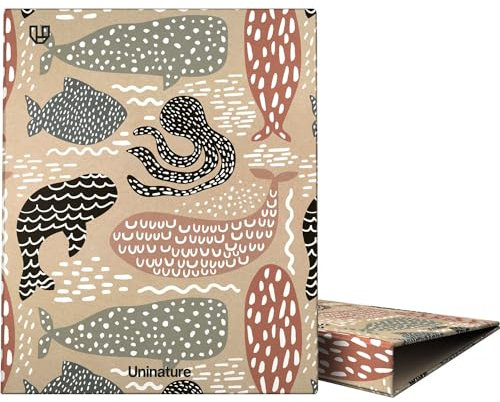 Unipapel Ringordner, A4, umweltfreundlich, Karton und Papier, 100% recycelt, 4 Ringe, 25 mm, D-Form, Uninature Design, Wale, FSC Recycled 100%