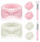 Smilcloud 2 Stück Haarband Kosmetik Spa Stirnband Skincare Headband mit 2 Stücke Silikonpinsel 4 Stücke Handgelenk Waschband Abschmink Haarband für Duschen und Gesicht Waschen