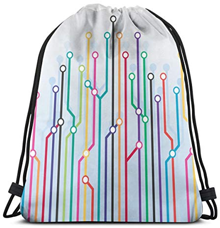 208 Herren Damen Sportbeutel U-Bahn-Linie Rucksack Hipster Turnbeutel Leicht Sportsack Für Reise Schule Schwimmen