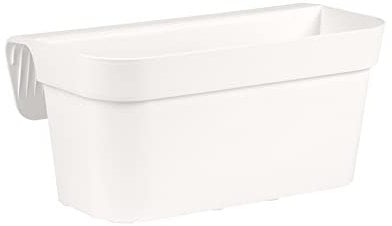 Nicoli vaso da balcone Arké Balcony, balconiera in resina cm 40x23x18h, fioriera autoportante per parapetto (bianco)