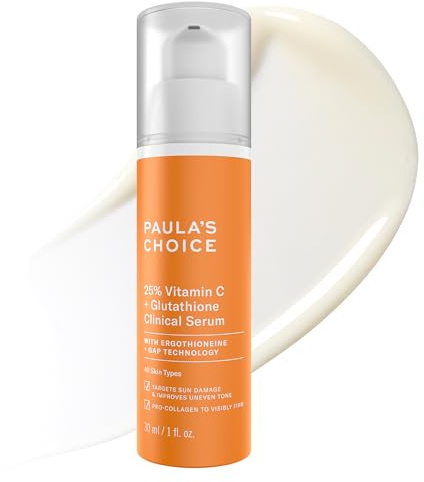 Paula’s Choice 25% Vitamin C Serum with Glutathione & Antioxidants, Face Serum Improves Discoloration, Uneven Tone & Firms, All Skin Types, Fragrance-Free, 1oz