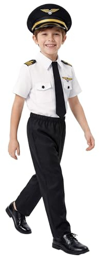 KAKALVER Kids Pilot Costume Boys Airline Captain Uniform Career Day Outfit