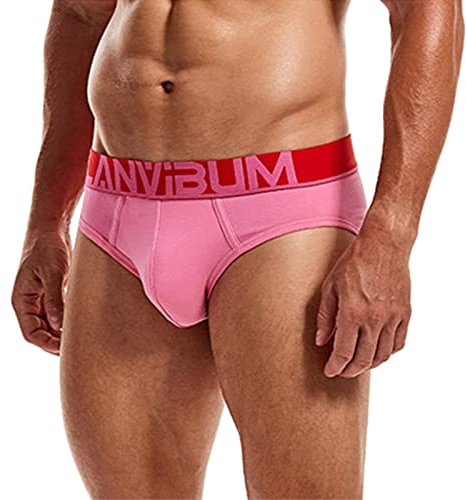 Slip pour homme - Taille élastique - Slip rétro - En coton - Sous-vêtements de sport - Confortable et ajustement parfait, Rose, M