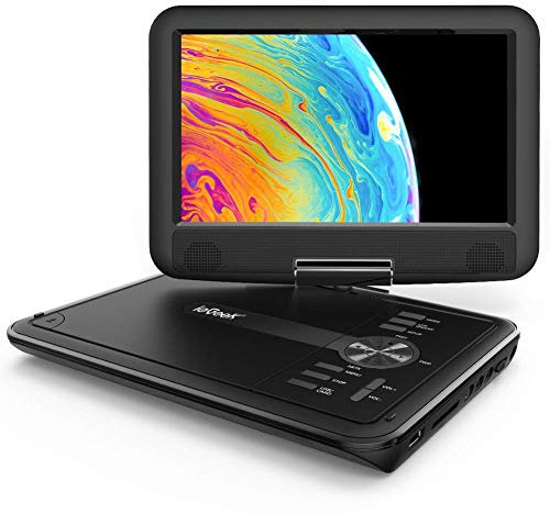 ieGeek 11.5 Lettore DVD portatile con lo schermo girevole a 360° per protezione occhi LCD, batteria ricaricabile potenziata di 5 ore, riproduzione memoria supportata, riproduzione loop - Nero