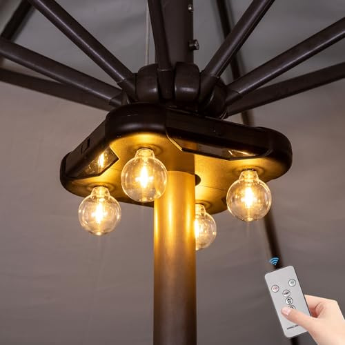 Luce a LED per ombrellone da patio a batteria con lampadine G40, 3 luci per ombrellone senza fili per cortile, tende da campeggio, barbecue o uso interno