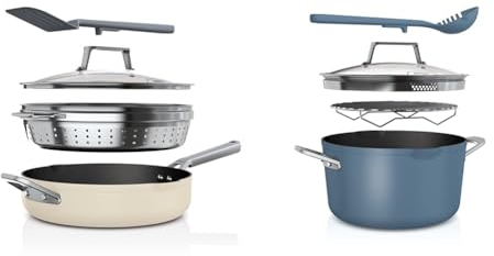 Ninja Foodi 9-in-1 PossiblePan with ZEROSTICK, Steamer/Strainer, Spatula, Glass Lid, 3.8L & Foodi 8-in-1 PossiblePot with ZEROSTICK, Roasting/Steaming Rack