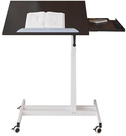 LYXXJRYBHD Zeichentisch Mit Rädern, Zeichenbrett, Bett Tabletttisch, Architektentisch, Höhenverstellbar, für Zuhause, Büro, Krankenhaus(White)