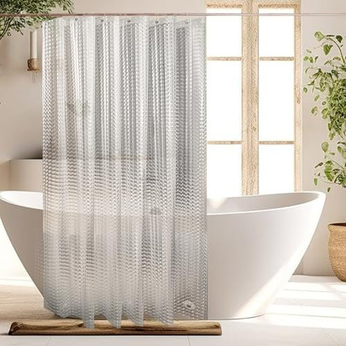 CAPASTEC 1 Set Tenda da Doccia in EVA, impermeabile, Tenda da Bagno con 3 magneti di peso, 180 x 200 cm, tenda da doccia lavabile con 12 anelli per tenda da doccia per bagno, trasparente