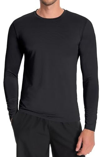 Men's UPF 30+ Sun Protection Shirts Performance Long Sleeve T-Shirt Moisture Wicking Shirt for Running Workout Black-01 M