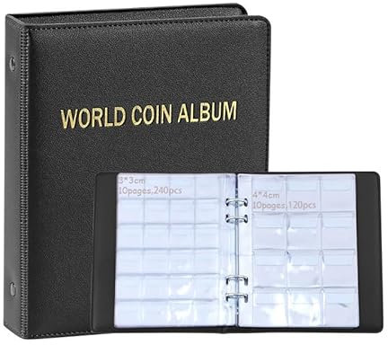 Album de Collection pour Pièces de Monnaie, Porte-Monnaie Format Livre, Rangement de Monnaie