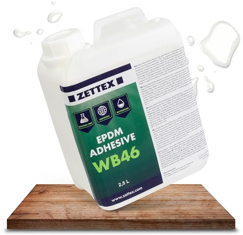 Zettex WB46 Colle EPDM – 2,5 l pour jusqu'à 15 m² / Sans solvant & à base d'eau / Colle de surface EPDM idéale pour les supports en bois et en béton / Colle pour film EPDM