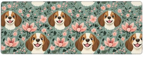 Gaming-Mauspad mit rosa Blumen, niedlicher Welpen-Druck, 30,5 x 80 cm, großes Mauspad, Computer-Tastatur-Pad, Schreibtischunterlage, rutschfeste Schreibtischunterlage für den Schreibtisch, Mauspad für