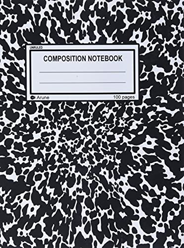 Unruled Composition Notebook: 100 unruled pages [50 sheets], 7.5 x 9.25, black marble, composition style cover, perfect bound notebook. (Arune Composition Books, Band 1)
