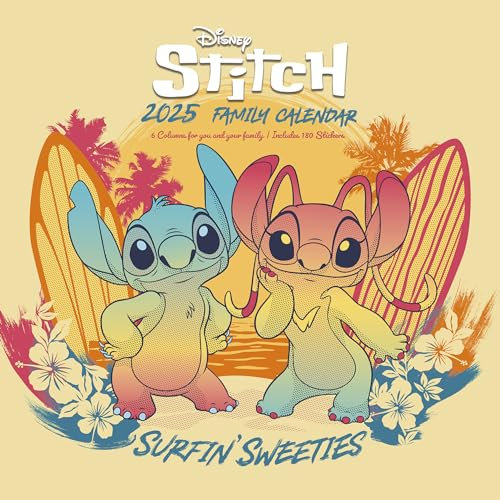 Pyramid - Lilo & Stitch 2025 Familienplaner, 30x30cm, Planer für Disney-Fans mit 6 Spalten, Monatsübersicht, nachhaltig nur mit Papierumschlag