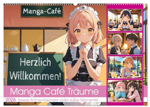 Manga Café Träume - Kawaii Anime-Kalender voller süßer Momente (Wandkalender 2026 DIN A2 quer), CALVENDO Monatskalender: Süße Manga- und Anime-Momente ... Gefühle für Anime-Fans (CALVENDO Menschen)