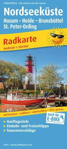 Publicpress Radkarte Nordseeküste, Husum, Heide, Brunsbüttel, St. Peter-Ording 1:100.000: Radkarte mit Ausflugszielen, Einkehr- & Freizeittipps, ... abwischbar. 1:100000 (Radkarte: RK)