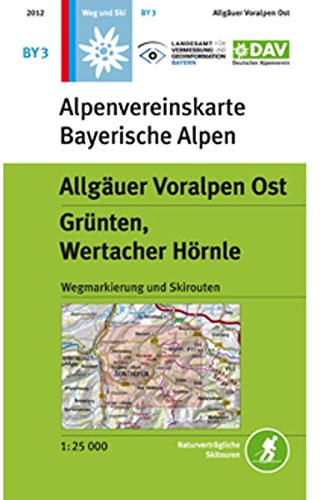 Allgäuer Voralpen Ost, Grünten, Wertacher Hörnle: Topographische Karte, mit Wegmarkierungen, Ski- und Schneeschuhrouten (Alpenvereinskarten)
