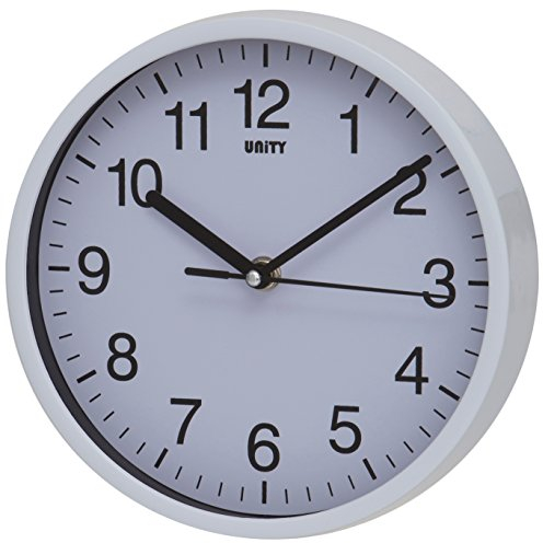Unity Wall Clock, Radcliffe, Silent Sweep, Modern, White, 20cm / 8-inch