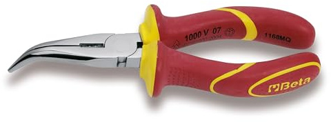 Beta 11680096 Model 1168 MQ160 Bent Needle Nose Pliers, 1000v Vde, 160mm Extra Long