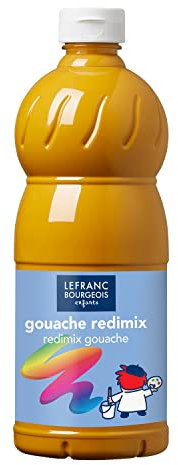 Lefranc Bourgeois - Gouache liquide Redimix pour enfants - Bouteille 1L - Ocre jaune