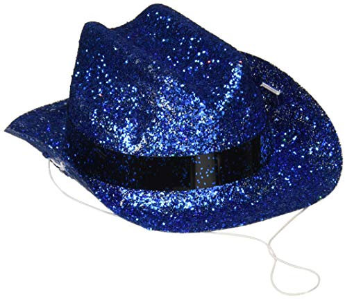 Amscan 399314.22 Glitzernder Mini-Cowboy-Hut, Kostüm, Kopfbedeckung, Blau, Einheitsgröße Partyhüte, Kunststoff