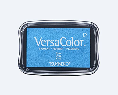 Rayher Hobby 29017356 Tsukineko Versa Color Pigment-Stempelkissen, cyan, 9,6 x 6,3 x 1,8 cm, Tinte auf Wasserbasis