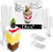 DLux Dessert Cups with Spoons, 90 ml 50 Pcs - Clear Plastic Parfait Appetizer Cups, Square Tall 3 oz Shot Glass Bowl for Party Desserts Appetizers - with Recipe Ebook