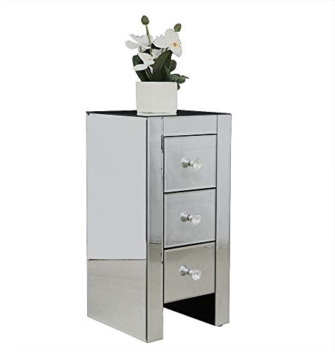 Table de chevet miroir avec 3 tiroirs