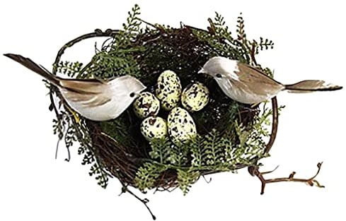 SM SunniMix Nest mit Sperling-Vogel und Ei - -Deko - Mini- mit Spatz - Frühlingsdeko