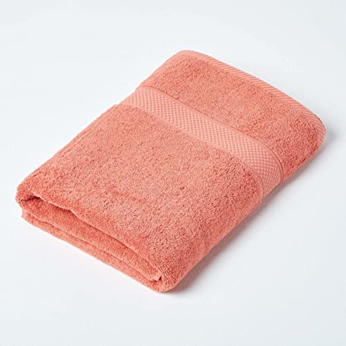HOMESCAPES Burnt Orange Turkish Cotton Bath Towel Super Soft Thick & Absorbent 500 GSM Towel Heavy Weight for everyday Luxury