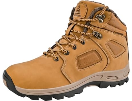 SPSHOOS Hombre Botas de Nieve Impermeable Botas de Invierno Forro Piel Zapatillas Trekking Senderismo Sneakers