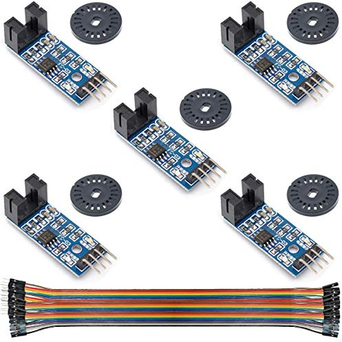 Youmile 5 Stücke Geschwindigkeitsmesssensor LM393 Geschwindigkeitsmessmodul Tacho Sensor Slot Typ IR Optokoppler für MCU RPI für Arduino DIY Kit mit Encoder
