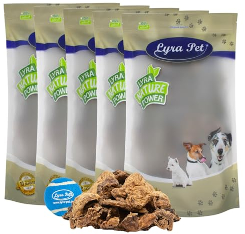 Lyra Pet® 5 kg Lammlunge getrocknet Kauartikel Hundefutter wie Rinderlunge Kausnack Leckerli zahnpflegend fettarm + Tennis Ball