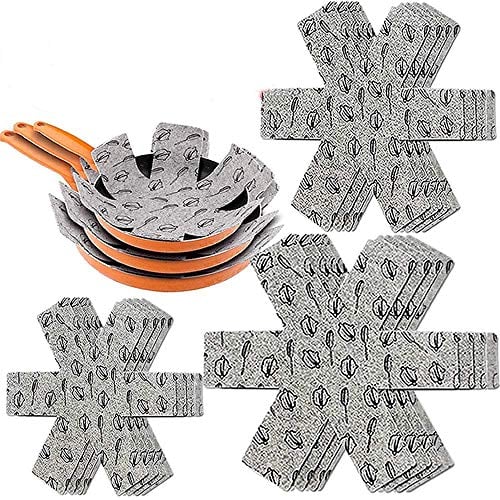 xutong Anti-Scratch Pan Pot Protectors 12 PCS Felt Padded Print Premium Divider Pads Separate and Protect Surfaces of Your Cookware to Prevent Scratching