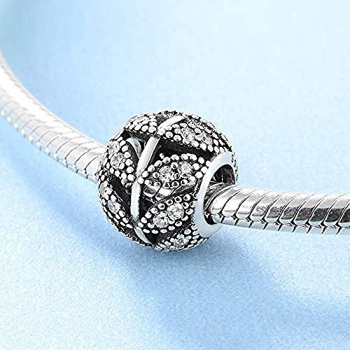 Charm Anhänger,Exquisite Durchbrochene Glänzende Zirkonblätter 925 Sterling Silber Feine Anhänger Armband Schmuck Machen Mädchen Teenager Diy Best Gift Fit Original Charm