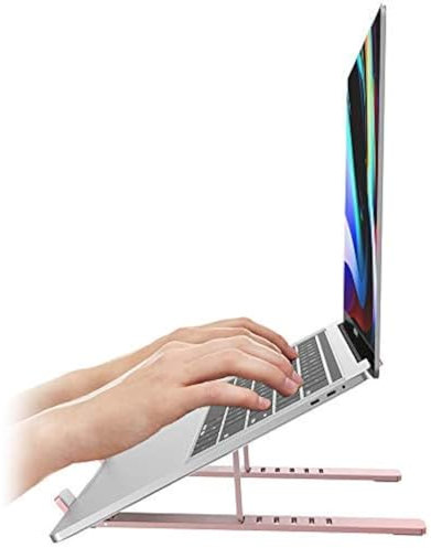 Aduro U-Rise Steel Ergonomic Laptop Stand Adjustable Height Aluminum Monitor Stand Riser Compatible with 10-15.6 Laptop Rose Gold